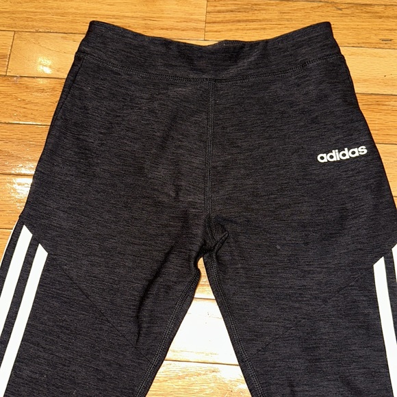 Adidas Black White Pink Workout Leggings Capris Active Climalite Girls 10-12 - Picture 3 of 6